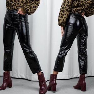 NWT XLE patent faux leather pants MEDIUM Cropped